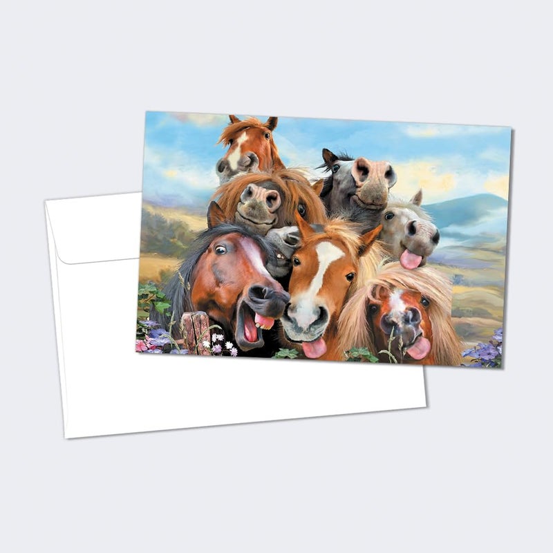 Tree-Free Greetings EcoNotes 12 Count Horses Selfie All Occasion Notecard Set with Envelopes, 4 x 6 Inches (FS56896) - Image 1